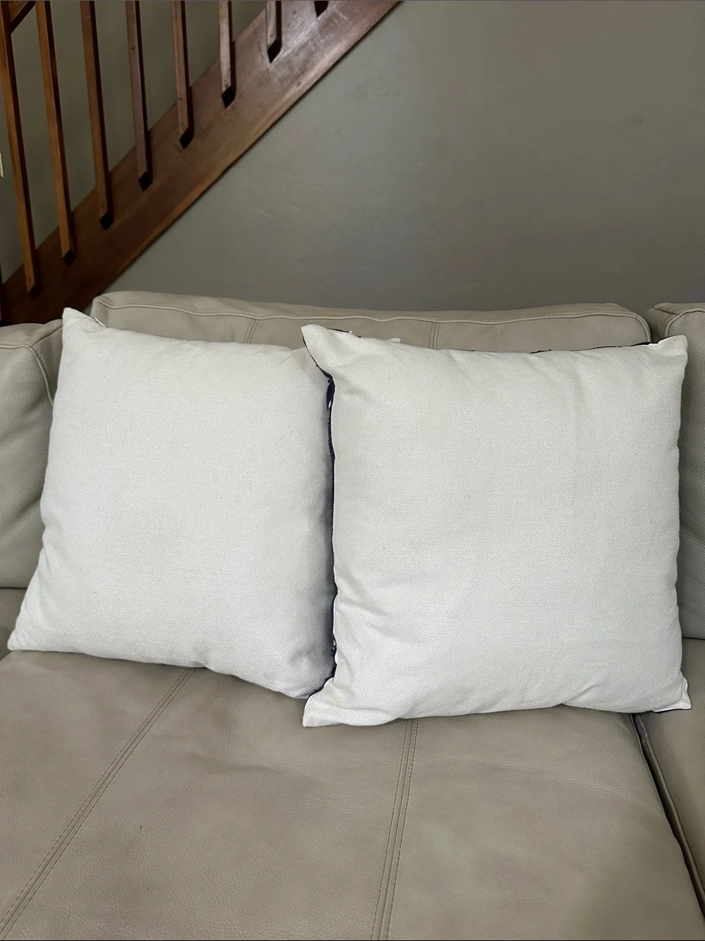 Set of 2 Slow Cow pillows, navy/white, embroidered